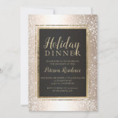 シック金ゴールドタイポグラフィ雪の休日パーティメタリック 招待状 (正面)