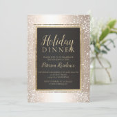 シック金ゴールドタイポグラフィ雪の休日パーティメタリック 招待状 (スタンド正面)