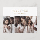 シック金ゴールドタイポグラフィ3写真テンプレートサンキューユー ポストカード (正面)