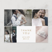 シック金ゴールドタイポグラフィ4写真テンプレートありがとう ポストカード (正面)