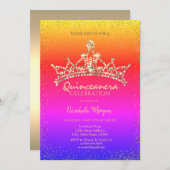 シック金ゴールドダイアモンズクラウンクカラフルンセアニラ 招待状 (正面/裏面)