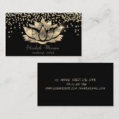 シック金ゴールドダイアモンズロータスブラック 名刺 (正面/裏面)