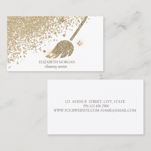 シック金ゴールドダイヤモンドブロムメイドクリーニングハウス 名刺 (正面/裏面)