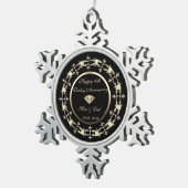 シック金ゴールドダイヤモンド結婚10周年 スノーフレークピューターオーナメント (右)