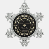 シック金ゴールドダイヤモンド結婚10周年 スノーフレークピューターオーナメント (正面)