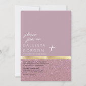 シック金ゴールドダスティーマウヴグリッターカラーブロック結婚ズ 招待状 (正面)