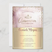 シック金ゴールドティアラダイヤモンドバラ金ゴールドキンセアニラ 招待状 (正面)