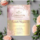 シック金ゴールドティアラダイヤモンドバラ金ゴールドグリッタードリップ 招待状