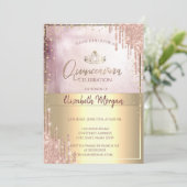 シック金ゴールドティアラダイヤモンドバラ金ゴールドグリッタードリップ 招待状 (スタンド正面)