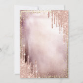 シック金ゴールドティアラダイヤモンドバラ金ゴールドグリッタードリップ 招待状 (裏面)