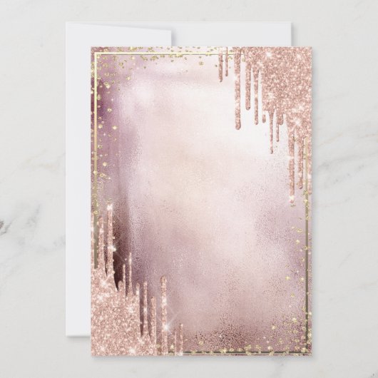 シック金ゴールドティアラダイヤモンドバラ金ゴールドグリッタードリップ 招待状 (裏面)