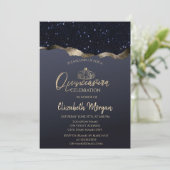 シック金ゴールドティアラブラックグリッター 招待状 (スタンド正面)