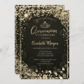 シック金ゴールドティアラ,ダイアモンズダーク《写真》ぼけ味クインセアニラ 招待状 (正面/裏面)