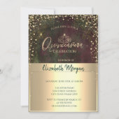 シック金ゴールドティアラ，ダイアモンズヴィンテージクインセアニラ 招待状 (正面)