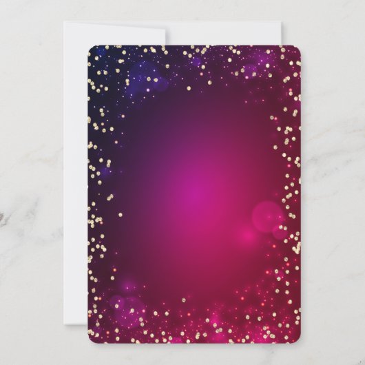 シック金ゴールドティアラ，ダイヤモンド18thバースデーパーティー 招待状 (裏面)