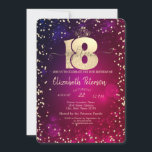 シック金ゴールドティアラ，ダイヤモンド18thバースデーパーティー 招待状<br><div class="desc">金ゴールドティアラ、バーガンディの背景の金ゴールドダイヤモンド18th誕生日パーティーの招待。</div>