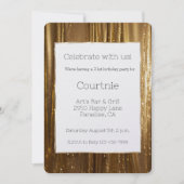 シック金ゴールドティンセストライプル21st誕生日 招待状 (正面)