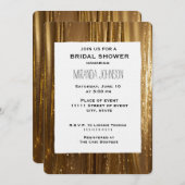 シック金ゴールドティンゼルストライプブライダルシャワー 招待状 (正面/裏面)