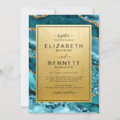 シック金ゴールドティール（緑がかった色）アゲート結婚式招待状 招待状 (正面)