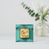 シック金ゴールドティール（緑がかった色）グリッターモダンファッション スクエア名刺 (スタンド正面)