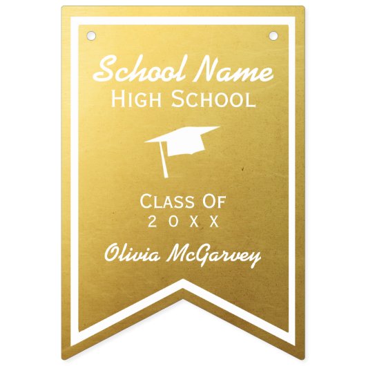 シック金ゴールドトレンディー卒業クラス20XXバンティング バンティングフラッグ (第1の旗)