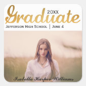 シック金ゴールドトレンディー卒業写真クラス20XX スクエアシール (正面)