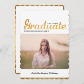 シック金ゴールドトレンディー卒業写真クラス20XX 招待状 (正面/裏面)