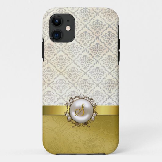 シック金ゴールドトーン&クリームダマスクiPhone 5ケース Case-Mate iPhoneケース (裏面)