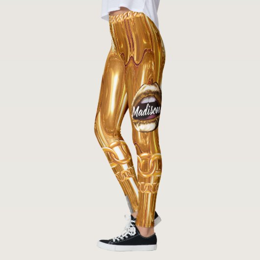 シック金ゴールドドエレガントリップスカスタムレギンス レギンス (左)