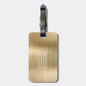 シック金ゴールドドリップグリッターブラシメタルモノグラム ラゲッジタグ (裏面縦)
