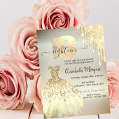 シック金ゴールドドリップスドレス18th招待状 招待状