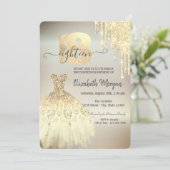 シック金ゴールドドリップスドレス18th招待状 招待状 (スタンド正面)