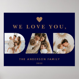 シック金ゴールドネイビーカスタムブルーパパ3枚 ポスター