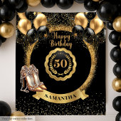 シック金ゴールドハイヒール50th誕生日背景 タペストリー