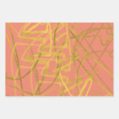 シック金ゴールドバイオレットピンクフローラ ラッピングペーパーシート (正面3)