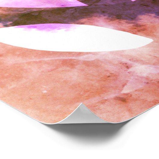 シック金ゴールドバイオレット葉バラ抽象芸術絵画ズ ポスター (角)