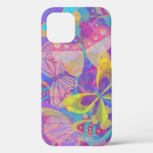 シック金ゴールドバタフカラフルロ Case-Mate iPhoneケース (裏面)