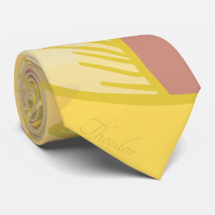 シック金ゴールドバタフライイエローターコイズ背景 ネクタイ