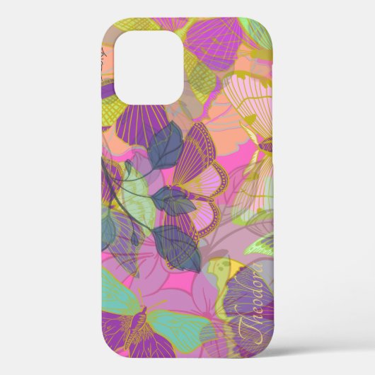 シック金ゴールドバタフライターコイズバイオレット Case-Mate iPhoneケース (裏面)