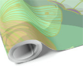 シック金ゴールドバタフライピスタチオ紫 ラッピングペーパー (ロールコーナー)