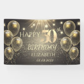 シック金ゴールドバルーン星形50誕生日 横断幕 (横)