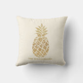 シック金ゴールドパイナップルオンアイボリー クッション (裏面)