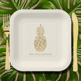 シック金ゴールドパイナップル ペーパープレート