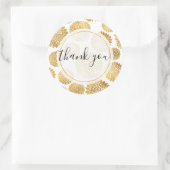 シック金ゴールドパーソナライズされたフラワーサンキュー ラウンドシール (バッグ)