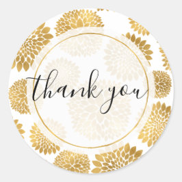シック金ゴールドパーソナライズされたフラワーサンキュー ラウンドシール