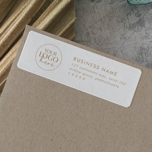 シック金ゴールドビジネスロゴ差出人住所ラベル ラベル