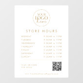 シック金ゴールドビジネスロゴQRコードストア時間 ウィンドウサイン (シート)