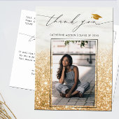シック金ゴールドピンクグリッター卒業写真ありがとう ポストカード