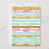 シック金ゴールドピンクミントブルーウォーターストライプカラー 招待状 (裏面)