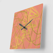 シック金ゴールドピンク抽象芸術 スクエア壁時計 (傾斜)